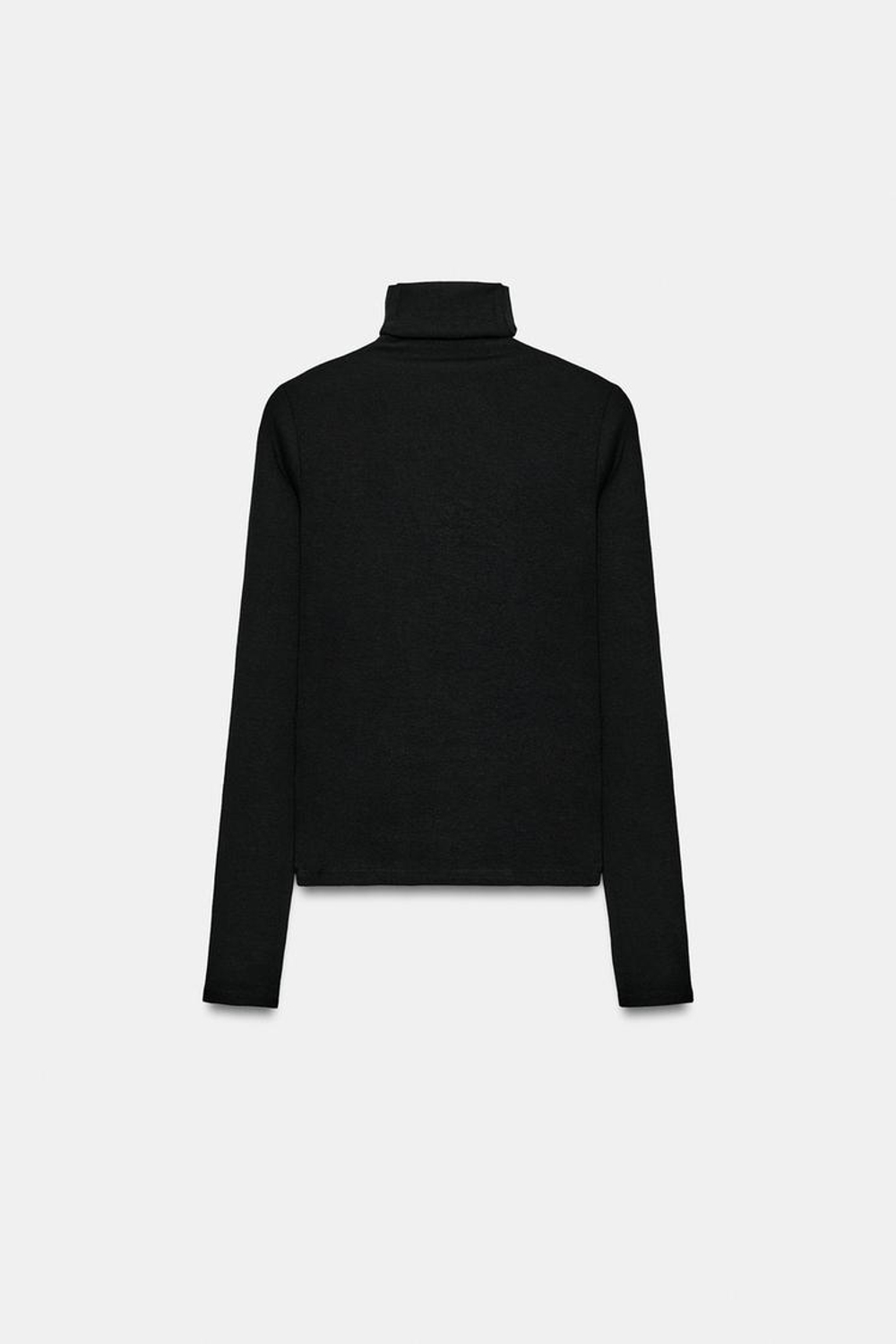 ZARA ФУТБОЛКА С ВЫСОКИМ ВОРОТНИКОМ, ЧЕРНЫЙ
