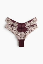 Кружевные трусы Brazilian, 2 шт. — Чёрный/кремовый - H&M