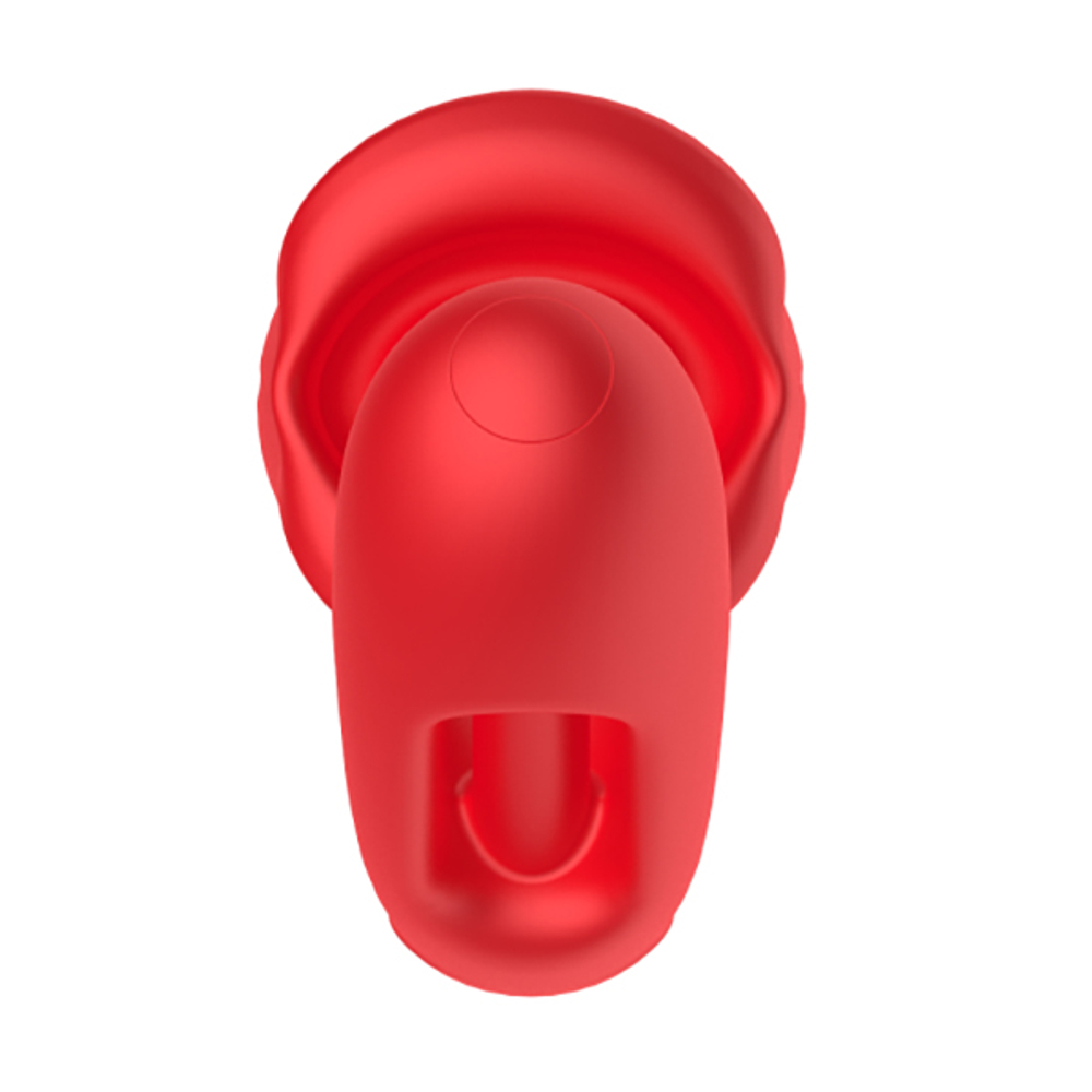 Красный вибратор 25,4см с функцией фингеринга и лизания Secwell Moving Mouth Kiss & Licking Tongue Vibrator with G-Spot Flapping Stimulator SW11024
