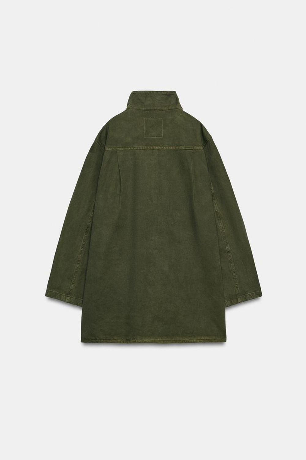 ZARA КУРТКА С ВОРОТНИКОМ-СТОЙКОЙ И КАРМАНАМИ, ТЕМНЫЙ ХАКИ