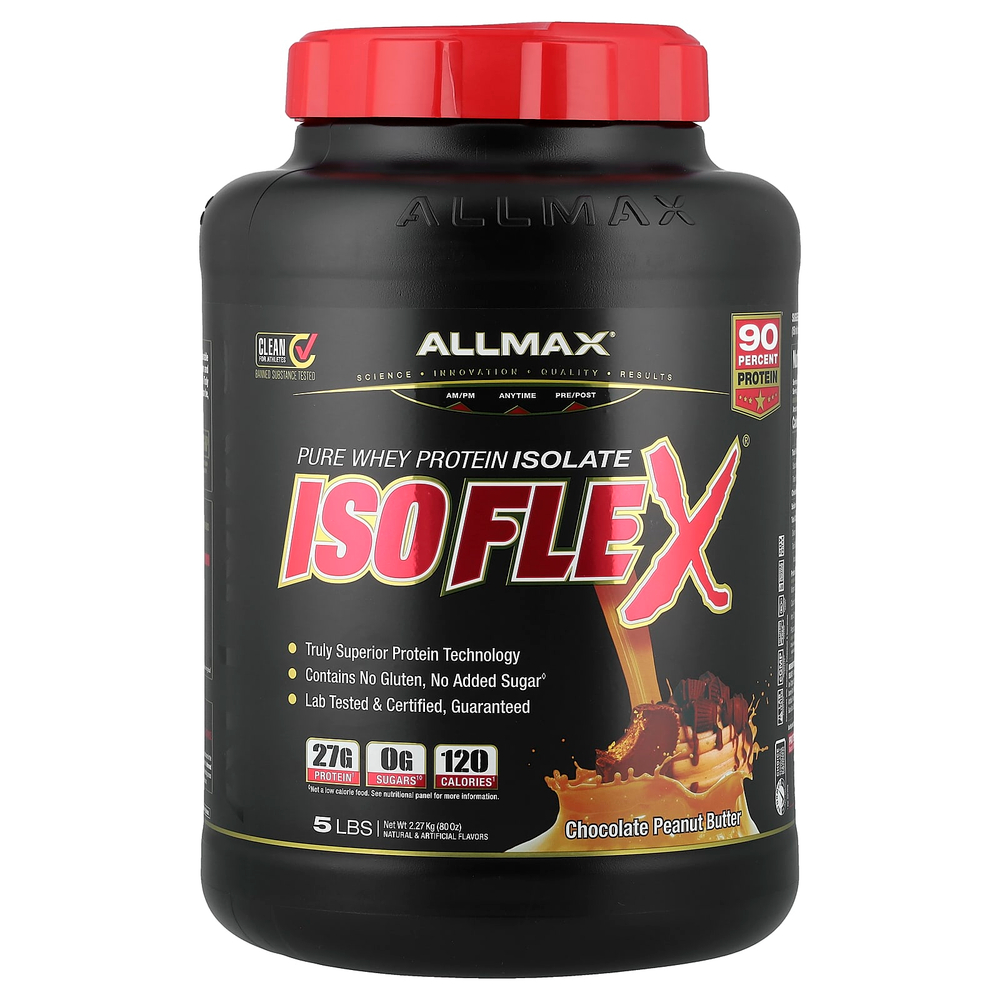 ALLMAX, Isoflex, чистый изолят сывороточного протеина, шоколад с арахисовой пастой, 2,27 кг (5 фунтов)