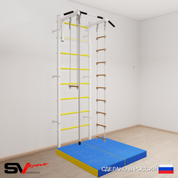 Шведская стенка Sv Sport 5164 (Турник стандарт/Канат/Лестница/Трапеция/Мат 1м)