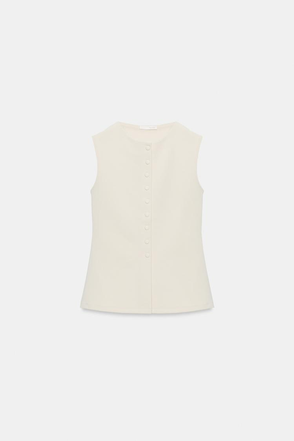 ZARA ЖИЛЕТ С ОБТЯЖНЫМИ ПУГОВИЦАМИ, ЭКРЮ