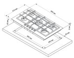 Поверхность варочная  Electronicsdeluxe GG5_1130245F TC-005 (топл мол.ручки латунь, газ/к., 88*51)