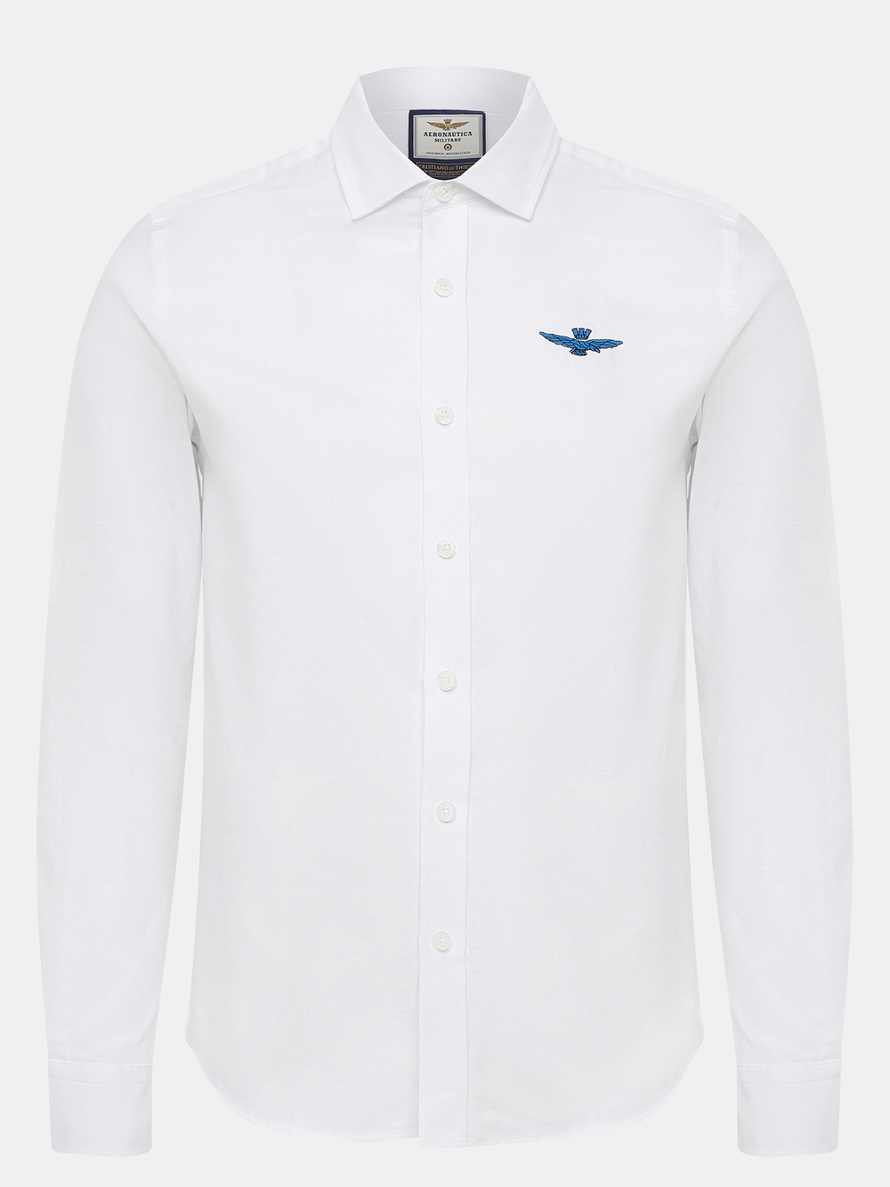 Рубашка муж. AERONAUTICA 1219 белая лого голубым