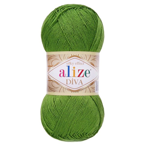 Пряжа Alize (Ализе) Diva / уп.5 мот. по 100 г, 350м, 210 зеленый A