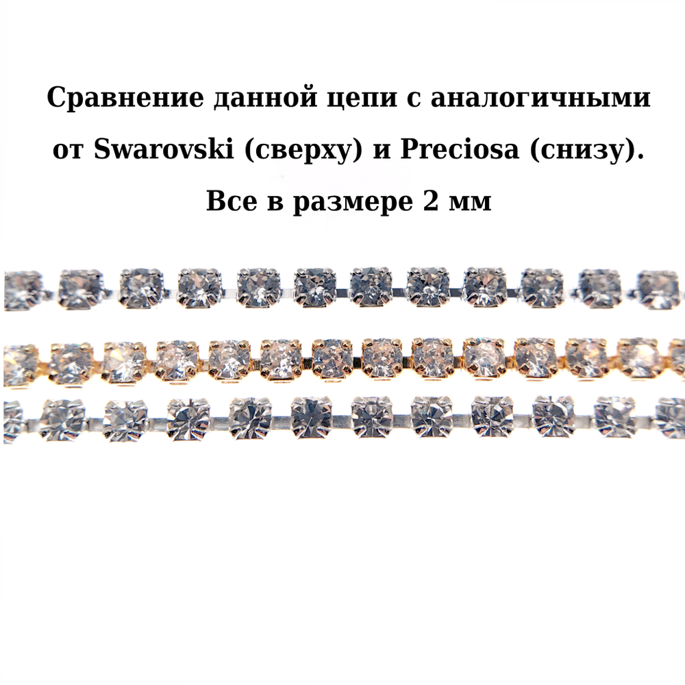 Стразовая цепь с фианитами классическая, цвет золото
