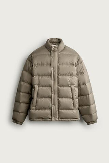 ZARA ПУХОВИК 80% ПУХА, 20% ПЕРА WATER REPELLENT, СВЕТЛО-БЕЖЕВЫЙ