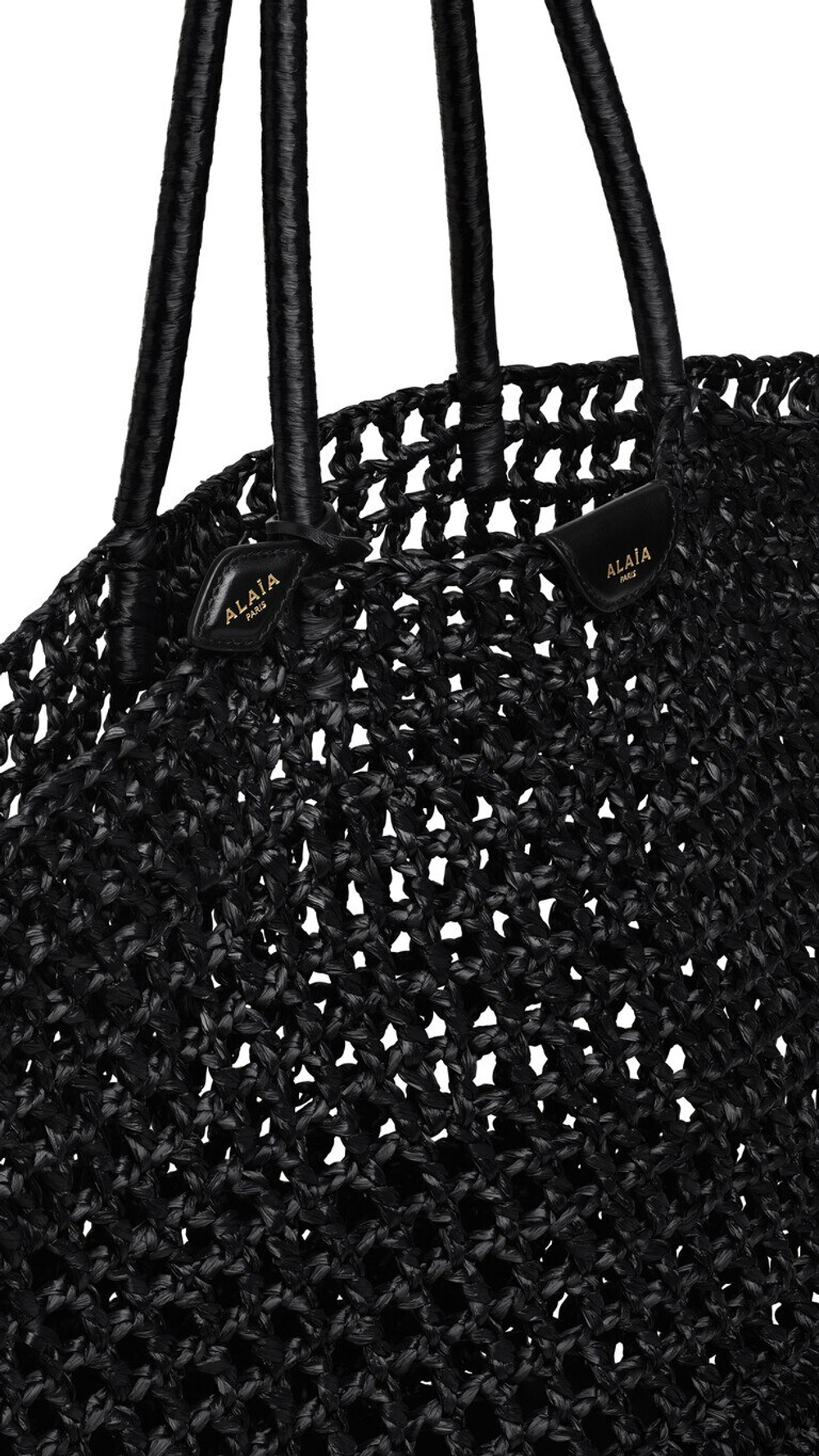 ALAÏA БОЛЬШАЯ СУМКА-КОРЗИНА ИЗ РАФИИ, ЧЕРНЫЙ