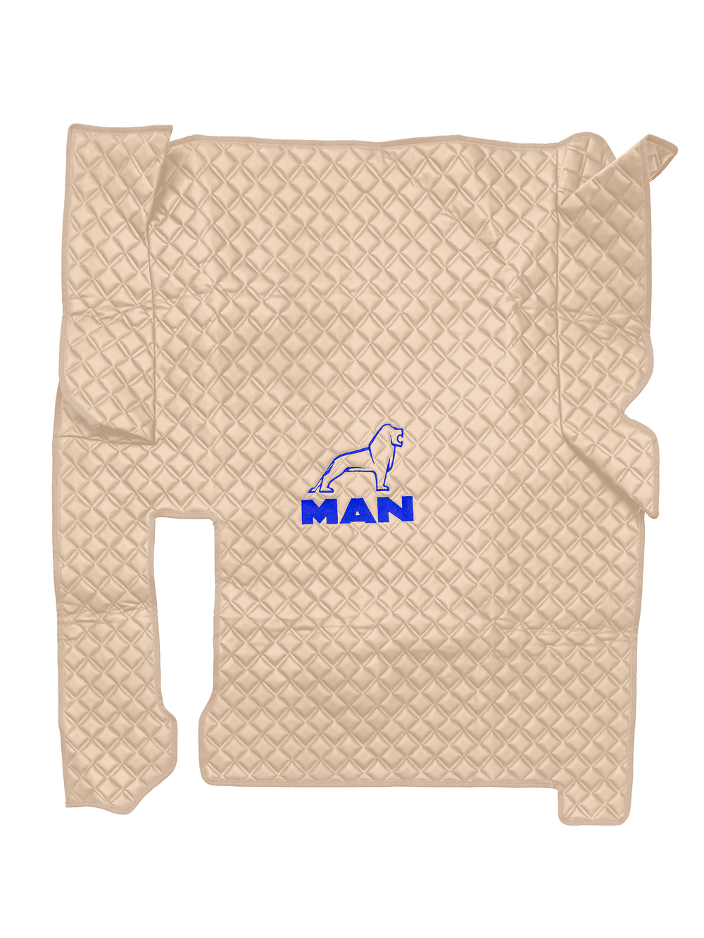 Ковры MAN TGX (автомат, механика) (экокожа, бежевый, бежевый кант, синяя вышивка)