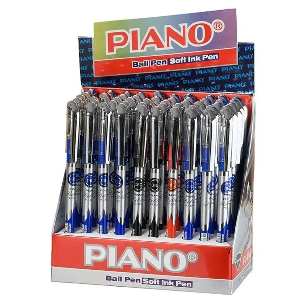 Ручка шариковая, масляная, Piano, 3 цвета чернил, серия "Piano Tubtle", прозрачный корпус с рисунком, 50 шт