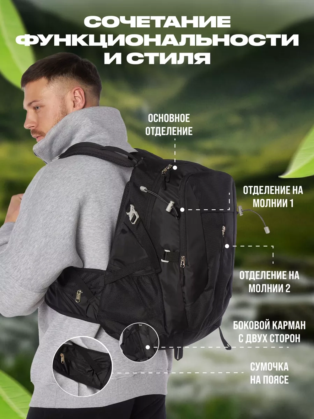 Рюкзак спортивный туристический для мото спорта велорюкзак 30 литров