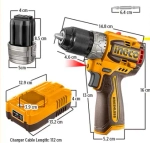 Аккумуляторный бесщеточный шуруповерт INGCO COSLI240786 INDUSTRIAL 16 В 60 Нм 22+1