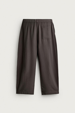ZARA БРЮКИ-БАЛОНЫ ИЗ СТРУЯЩЕЙСЯ ТКАНИ, СЕРЫЙ