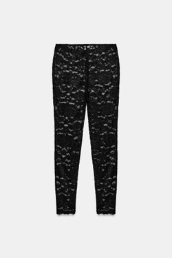 ZARA КРУЖЕВНЫЕ ЛЕГИНСЫ, ЧЕРНЫЙ