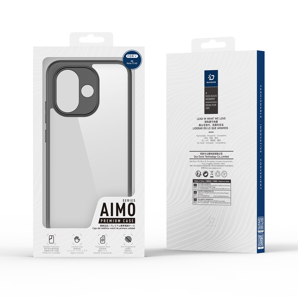 Чехол прозрачный с черными рамками для Xiaomi Redmi Note 17 4G, серия Aimo Series Case от Dux Ducis