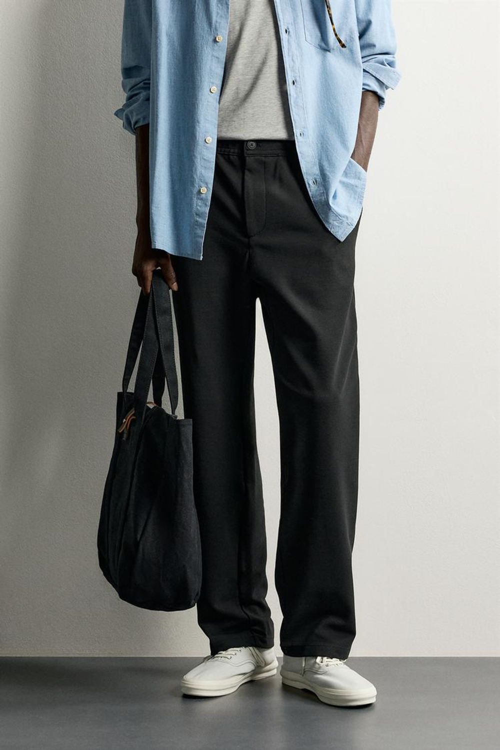 ZARA КОМФОРТНЫЕ БРЮКИ RELAXED FIT, ЧЕРНЫЙ