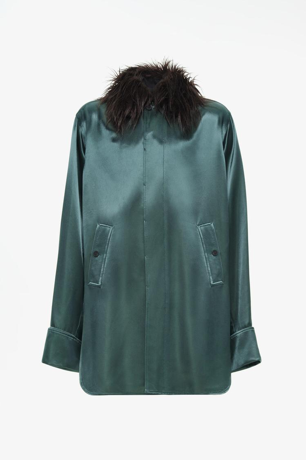 ZARA X JOHN GALLIANO КУРТКА-РУБАШКА, СЕРО-ЗЕЛЕНЫЙ