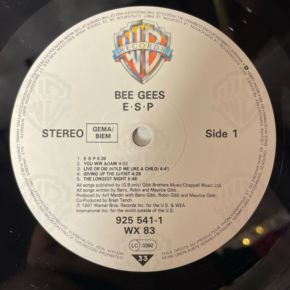 Винтажная виниловая пластинка LP Bee Gees E S P (Germany 1987) You Win Again