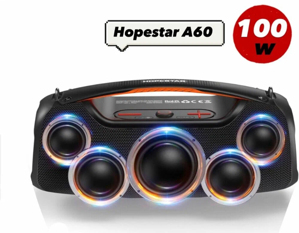 Портативная Беспроводная Bluetooth Колонка Hopestar A60, 100W / Караоке Система / Беспроводной Микрофон / хаки