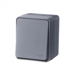 ATLASDESIGN PROFI IP54 О/У 1-клавишный ВЫКЛЮЧАТЕЛЬ, сх.1, 10АХ, АНТРАЦИТ