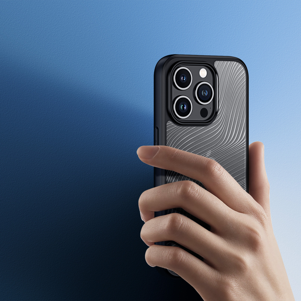 Защитный чехол для iPhone 15 Pro, прозрачный матовый с мягкими черными рамками, Dux Ducis, серия Aimo Series Case
