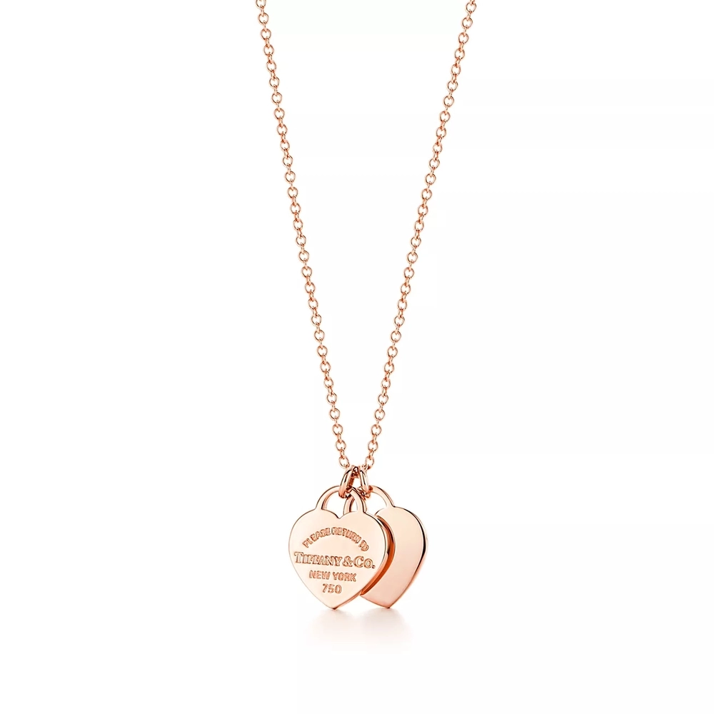 Подвеска из розового золота 18к , двойное сердце, Tiffany💝 ✨Exclusive ✨