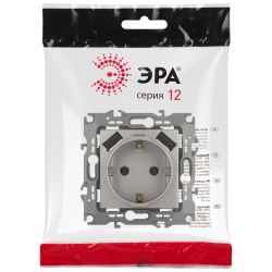 Розетка ЭРА Серия 12 12-4109-16 2P+E 16A-250В шторками с 2xUSB 5В-3А титан | Эра 12