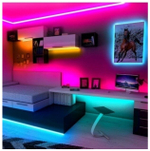 Светодиодная многоцветная RGB лента, 5 м. с блоком питания и пультом