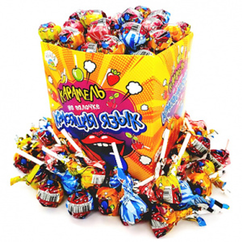 Карамель на палочке КРАСЯЩАЯ ЯЗЫК 10гр*100шт (12бл)