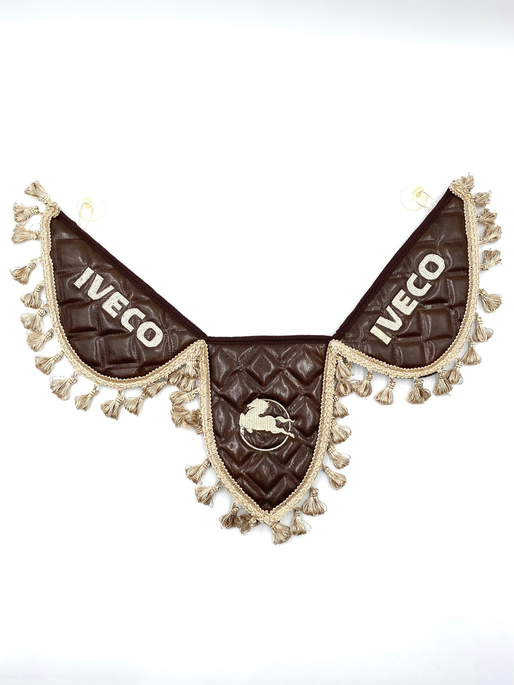 Вымпел тройной Iveco (экокожа, коричневый с бежевой вышивкой)