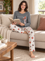 Женская пижама-комплект RUBINA Secret Homewear: верх и брюки, серая с чашками