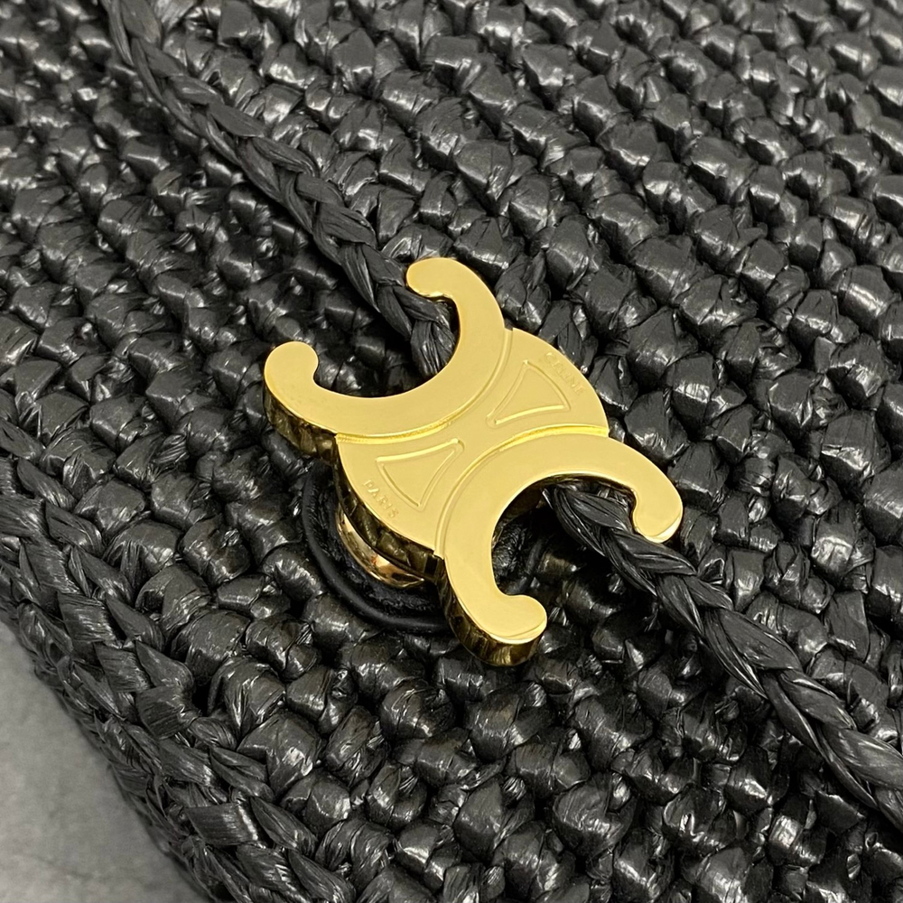 Сумка Celine Halfmoon из рафии, чёрная — фото 6