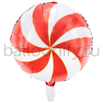 Фольгированная фигура, круг, " Леденец Red/White,18"/45СМ