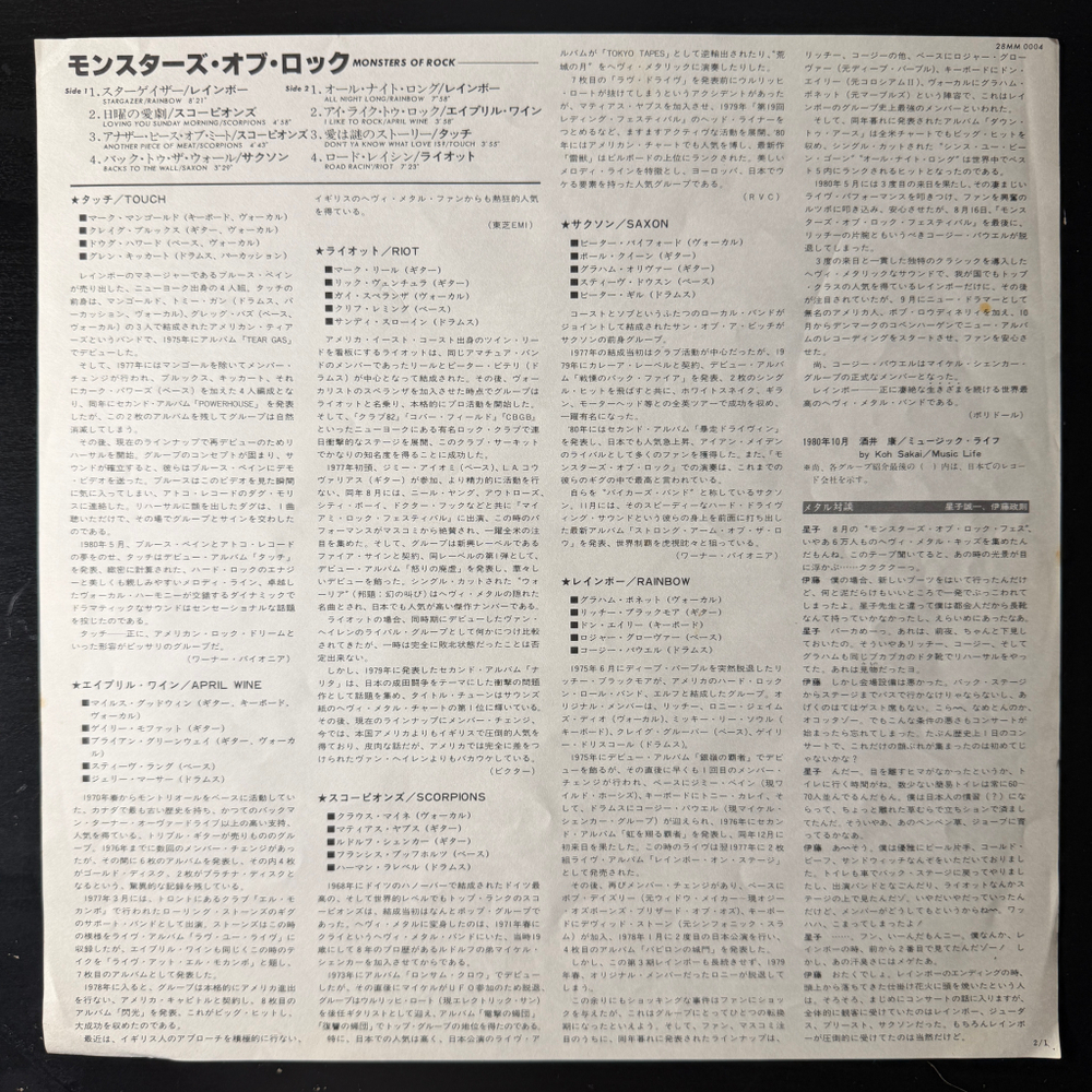 Виниловая пластинка Сборник Monsters Of Rock LP