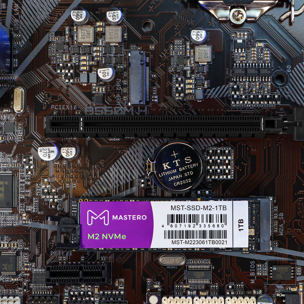 SSD Mastero 1Тб, M.2 2280, NVMe, Retail, TLC, PCIe3.0, Чтение:3300мб/с, Запись:3100мб/с (MST-SSD-M2-1TB)