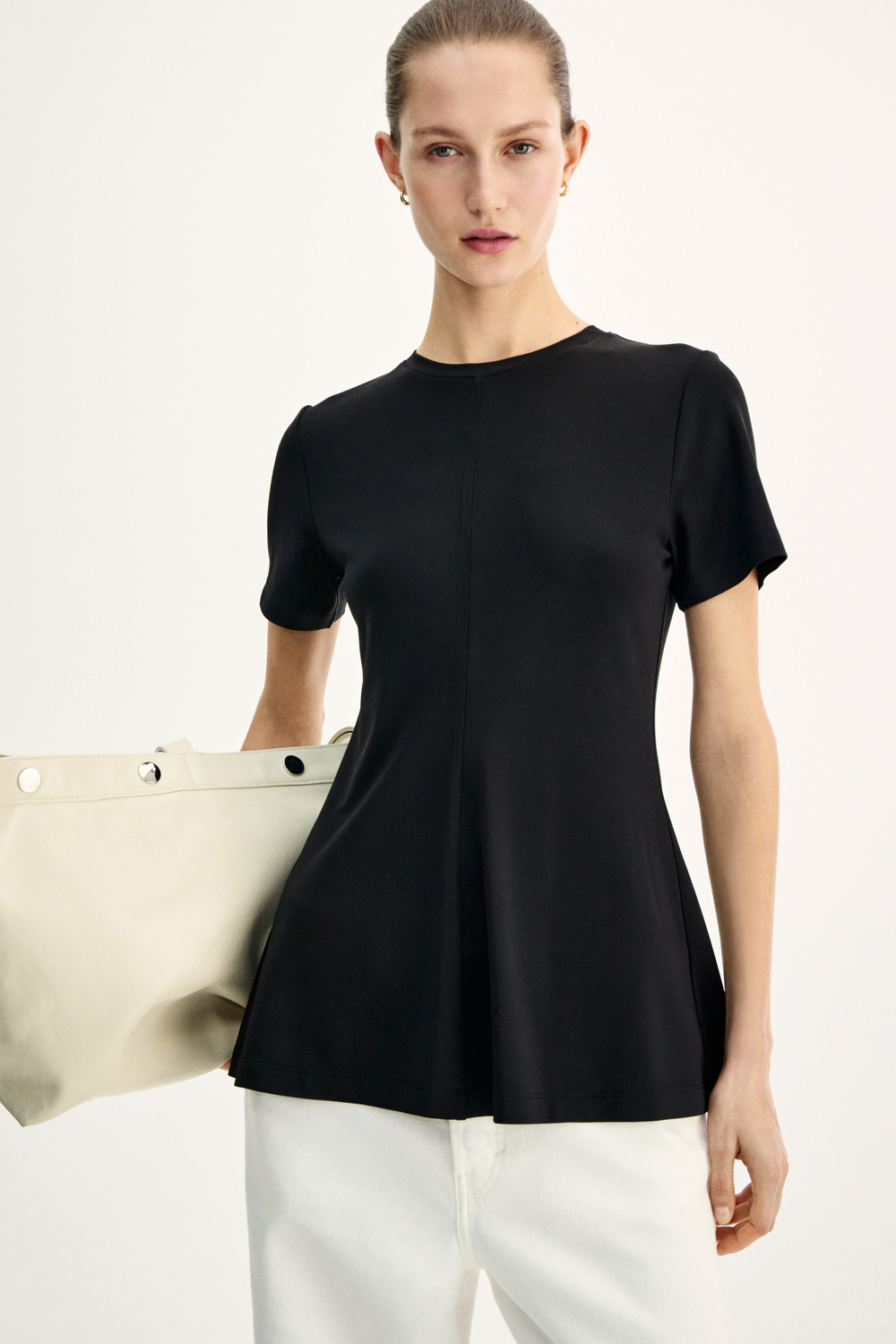 Топ с баской из интерлока - H&M