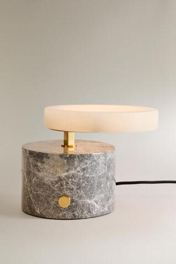 ZARA HOME НАСТОЛЬНАЯ ЛАМПА ИЗ АЛЕБАСТРА И МРАМОРА, СЕРЫЙ
