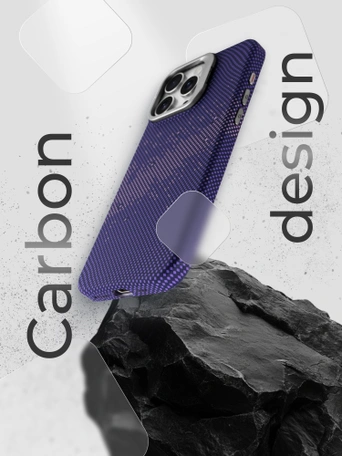 Чехол накладка iPhone 16 Pro 6.3" Gurdini Carbon Design (Magsafe &amp; Lense holder) Galaxy Purple