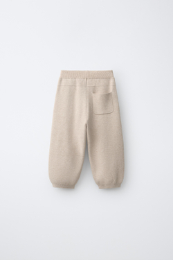 ZARA ТРИКОТАЖНЫЕ БРЮКИ BALLOON, ПЕСОЧНЫЙ МЕЛАНЖ