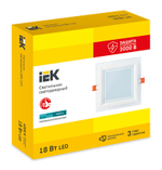 Светильник светодиодный ДВО 1625 со стеклом квадрат 18Вт 4000К IP20 IEK