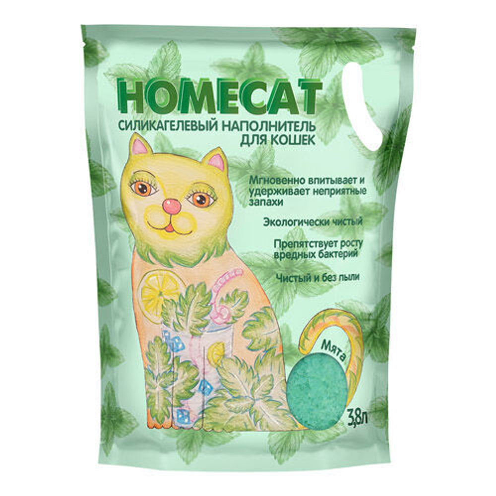 HOMECAT Мята Силикагелевый наполнитель для кошачьих туалетов с ароматом мяты