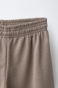 ZARA КОМПЛЕКТ ИЗ ТОЛСТОВКИ И БРЮК WIDE LEG, СЕРОВАТО-КОРИЧНЕВЫЙ