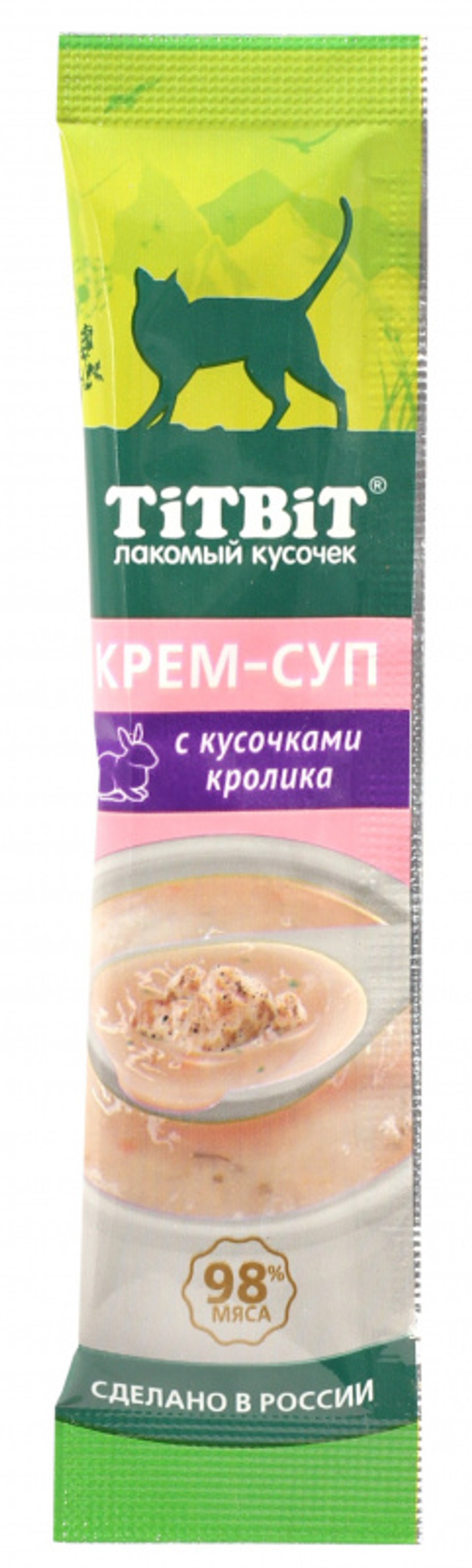 Крем-суп TitBit с кусочками кролика для кошек 10 г