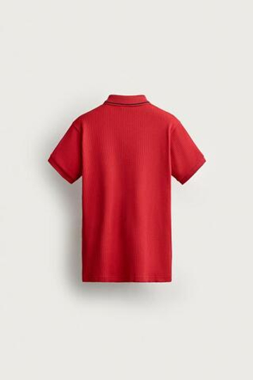 ZARA ПОЛО REGULAR FIT RETRO, КРАСНЫЙ