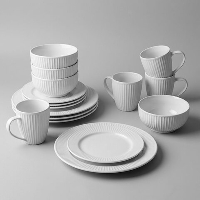 Столовый набор 16 предметов "Монблан" рифленный белый, тм Appetite