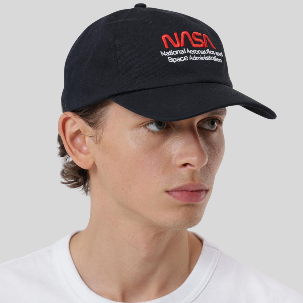 Бейсболка Alpha Industries Nasa Worm Logo Cap Black (Черная)