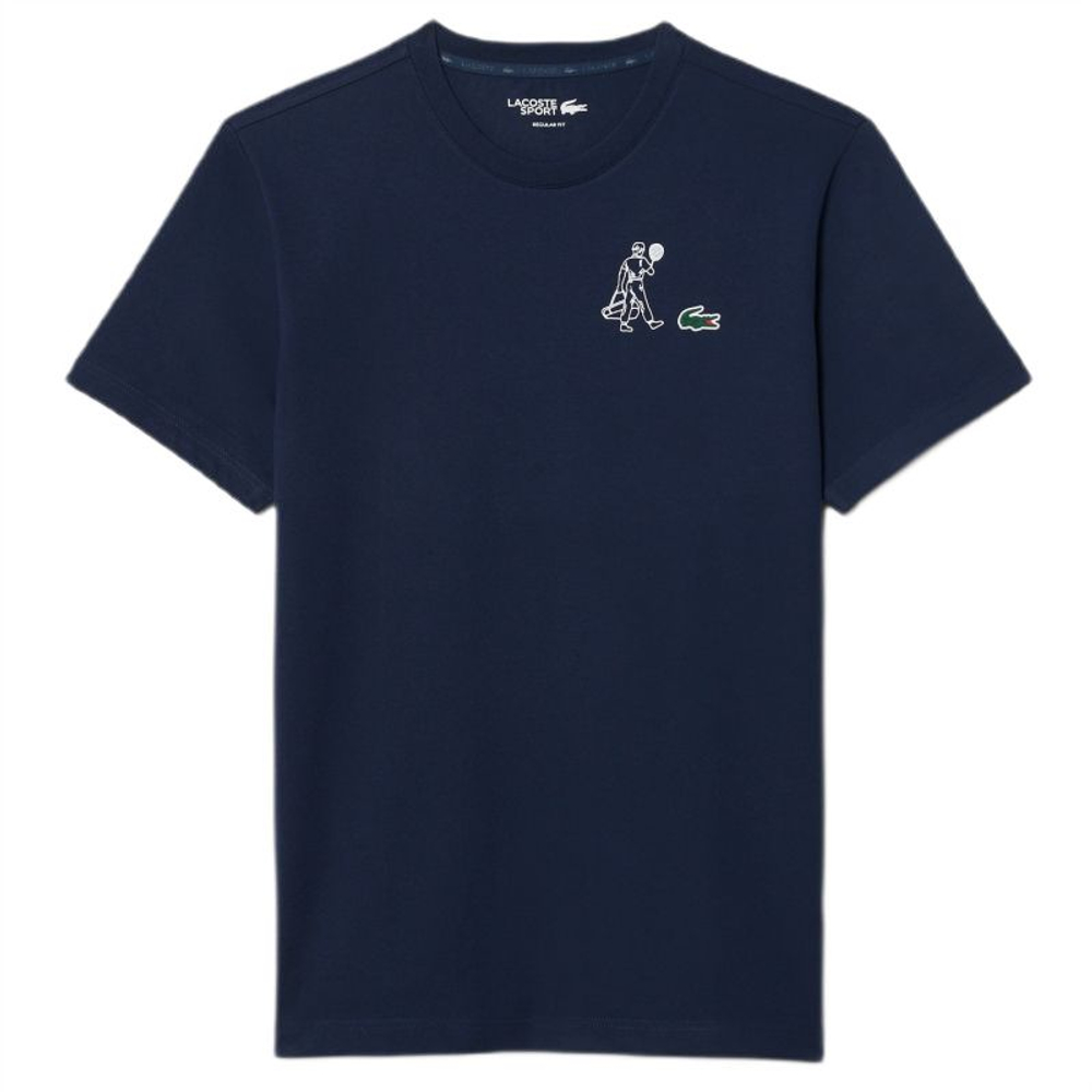 Теннисная футболка Lacoste Ultra Dry Printed - navy blue