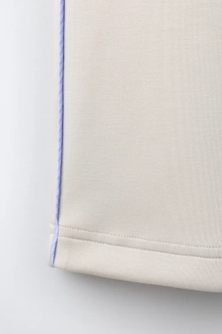 ZARA СПОРТИВНЫЕ БРЮКИ WIDE LEG С КОНТРАСТНОЙ ОТДЕЛКОЙ, ЭКРЮ