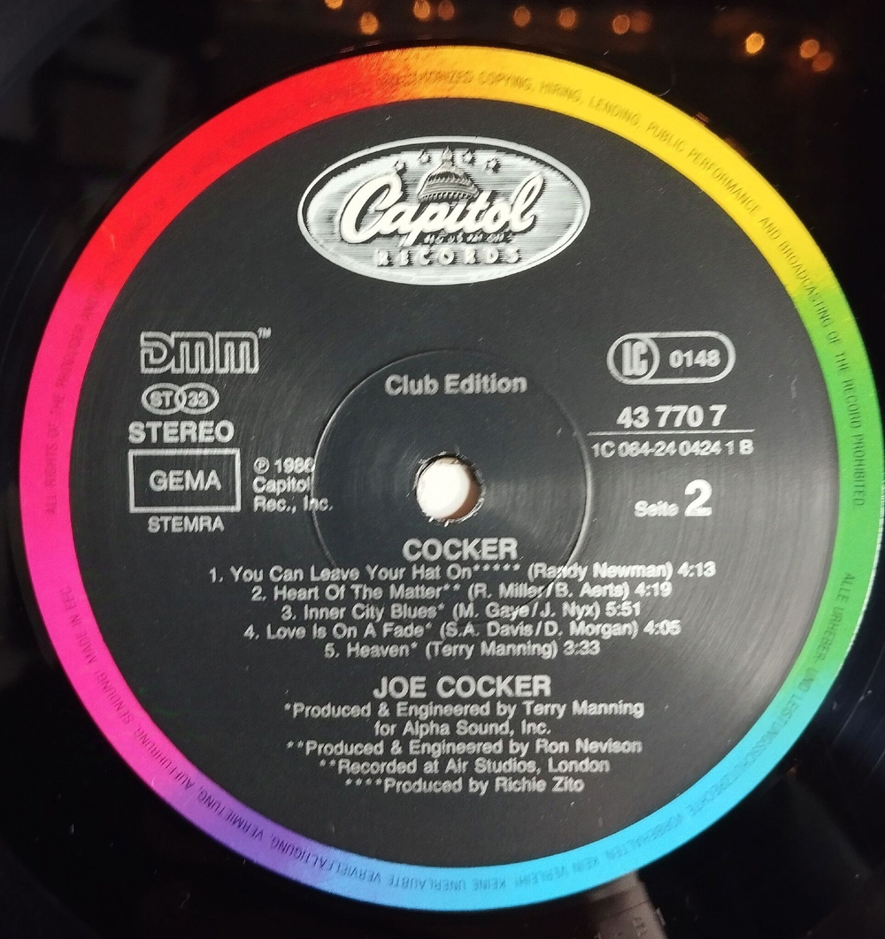 Винтажная виниловая пластинка LP Joe Cocker You Can Leave Your Hat On (Germany 1986) Club Edition
